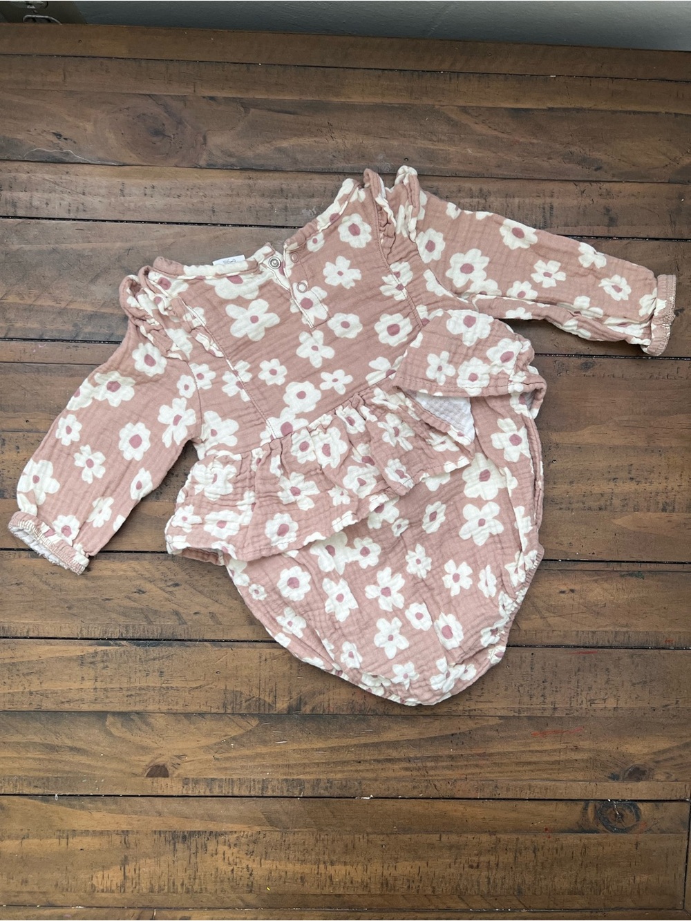Long-Sleeve Floral Ruffle Baby Bodysuit - Picture 2 of 4